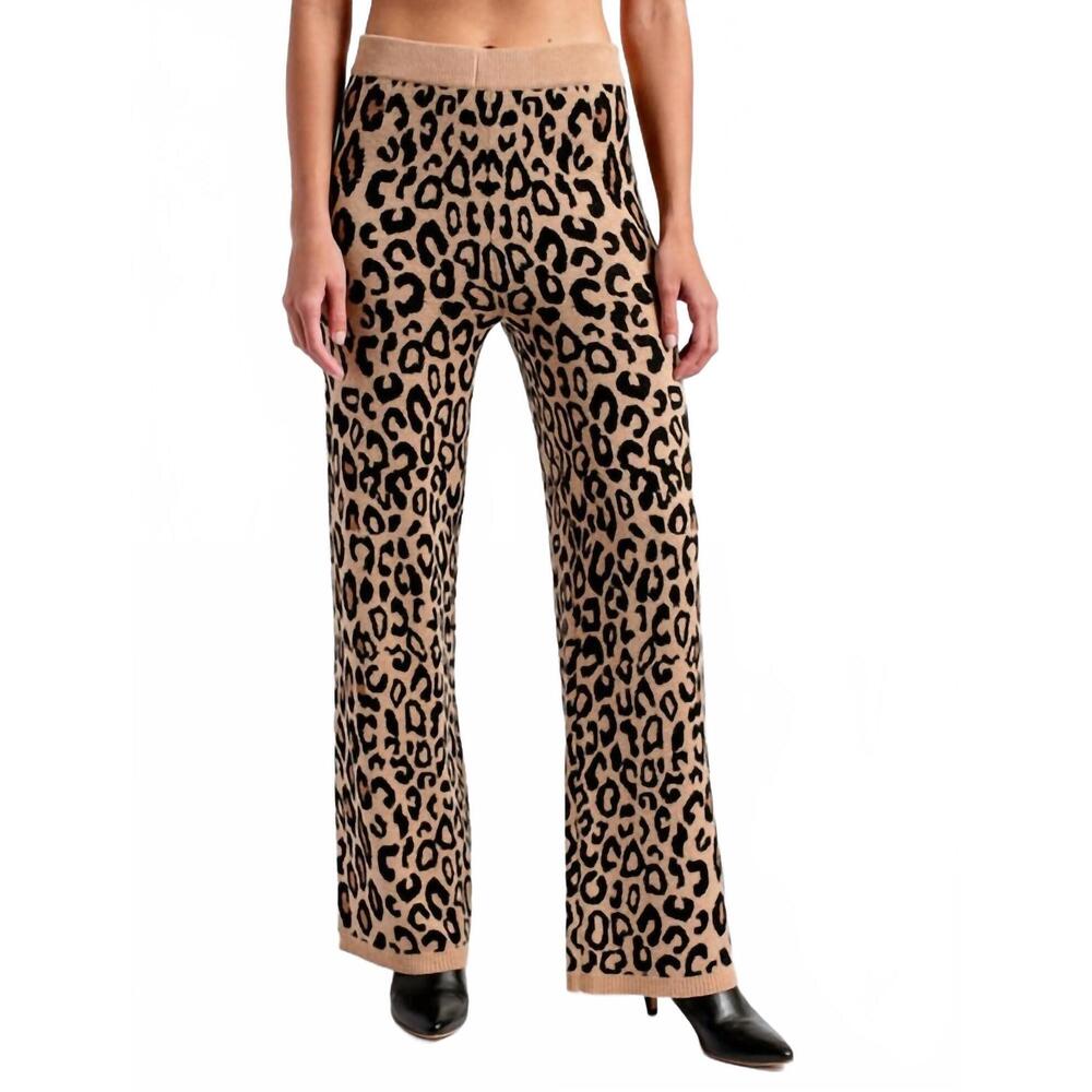 NEW KERISMA leopard knit pants in brown